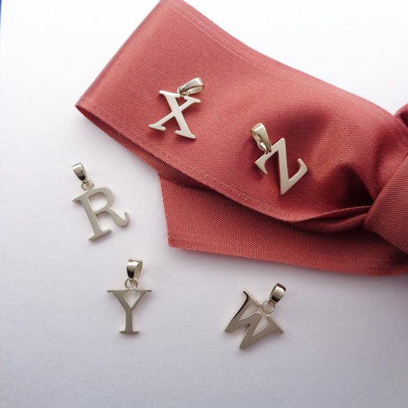 A to Z White Gold Initial Charm Real 10K Solid Gold Letter Pendant *NO CHAIN* - Picture 3 of 4